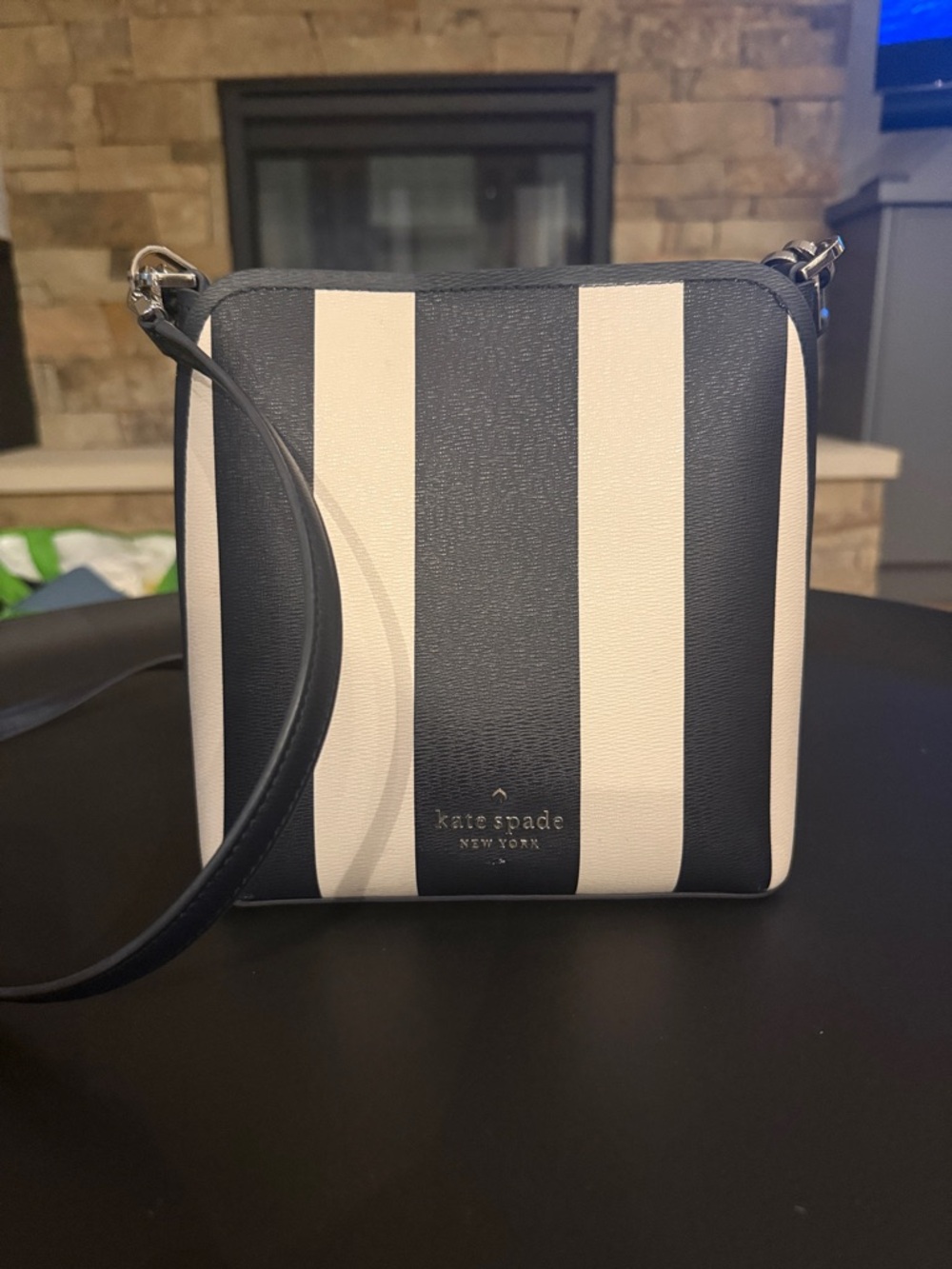 kate spade Black & Cream Vertical Stripe Crossbody